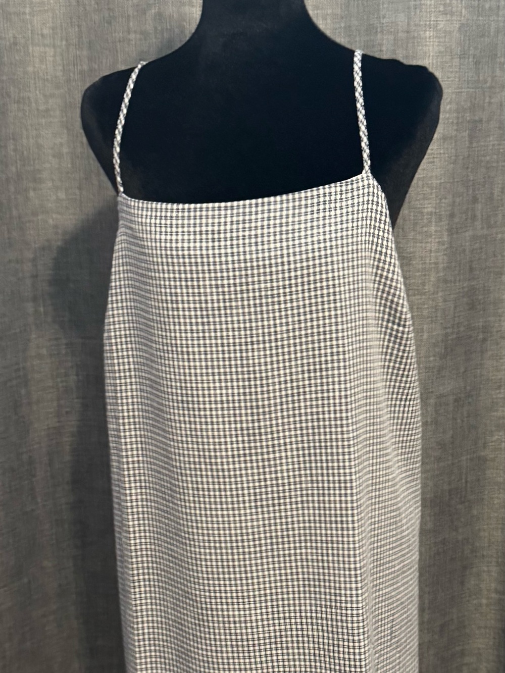 Old Navy Blue & White Gingham Strapless Slip Dress with Braided Straps